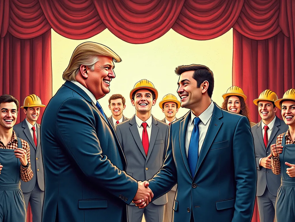 una imagen que muestra la hipocrecia de los mas ricos. donde ellos se llenan los bolsillos con el trabajo de los trabajadores